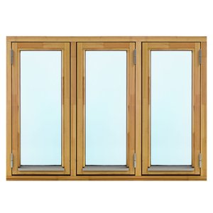 2-glasfönster Trä utåtgående - 3-Luft - Omålat - U-värde 1.3