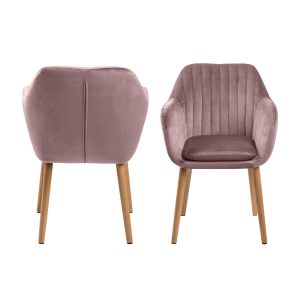 ACT NORDIC Emilia fåtölj, med armstöd - rosa polyester och naturlig ek
