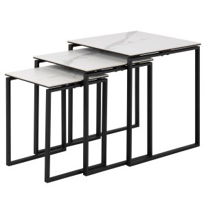 ACT NORDIC Katrine Sidobord - Vitt Glas / Keramik och Svart Metall