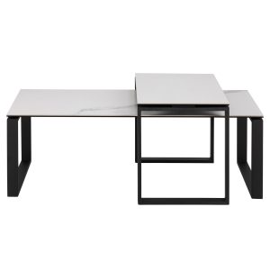 ACT NORDIC Katrine Soffbordsset - Vitt Glas / Keramik och Svart Metall
