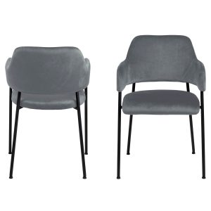 ACT NORDIC Lima matbordsstol, med armstöd - mörkgrå polyester och svart metall