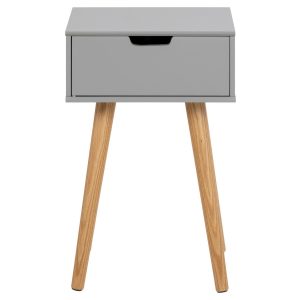 ACT NORDIC Mitra sängbord, med 1 låda - ljusgrå MDF och naturlig ek