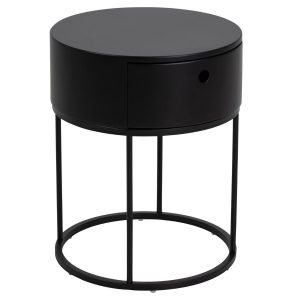 ACT NORDIC Polo sängbord, med 1 låda - svart MDF och svart metall