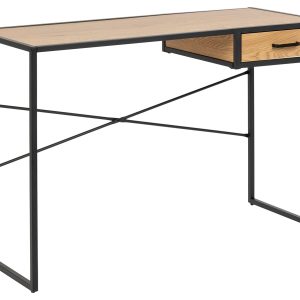 ACT NORDIC Seaford skrivbord - naturligt / svart papper vilt / metall, med 1 låda