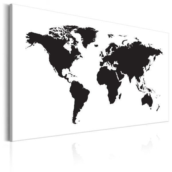 ARTGEIST Black & White Elegance - Minimalistisk världskarta tryckt på duk - Flera storlekar 90x60