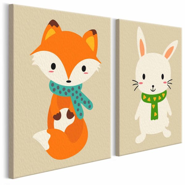 ARTGEIST DIY Fox & Bunny målning - vit canvas, inkl. färg och pensel