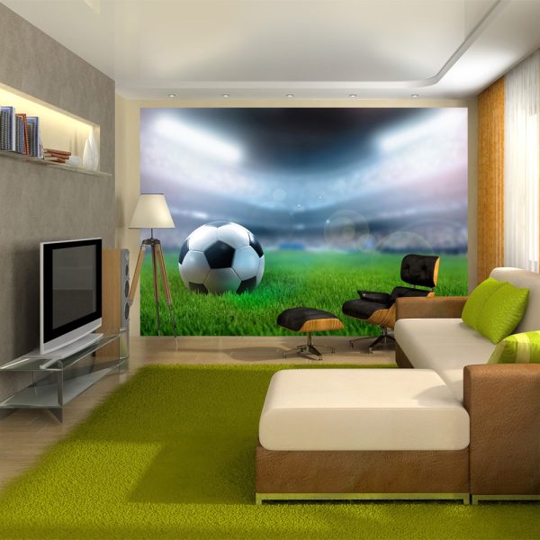ARTGEIST Fototapet med motiv av fotbollsstadion och fotboll på fotbollsplan