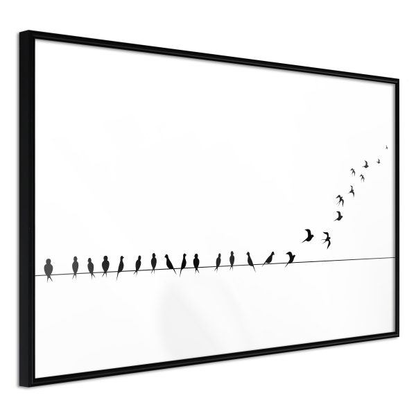 ARTGEIST PLAKAT - Birds on a Wire 90x60 Svart med passepartout