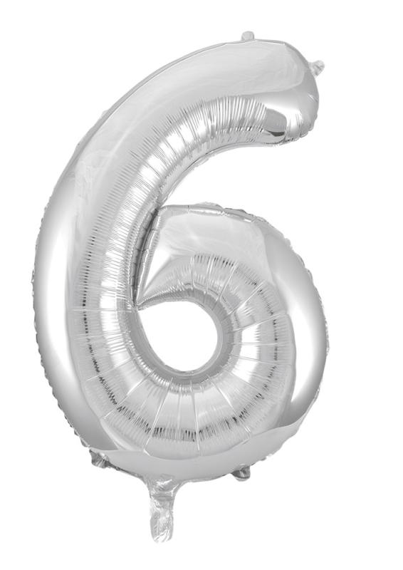 Folieballong 86 cm siffra 6 silver