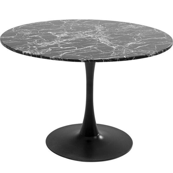 KARE DESIGN Schickeria Marbleprint Black matbord, runt - svart marmorlaminat och stål