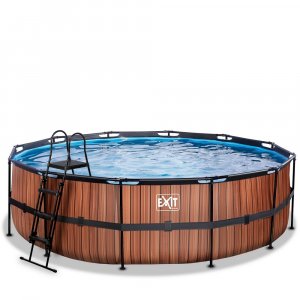 Pool ø488x122cm med filterpump - Brun