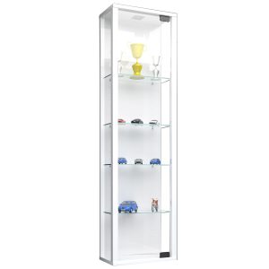 VCM NORDIC Stano Mini väggskåp med LED, med 1 lucka och 4 hyllplan - glas och vitt trä