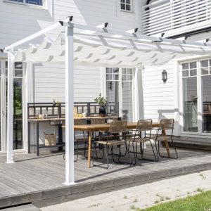 VENTURE DESIGN Lazio Pergola, Rektangulär - Vit Polyester och Vit Alu