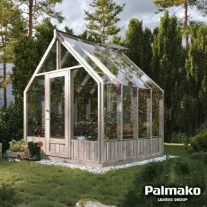 Växthus Emilia med fundament 5,4 m² - Grå tryckimpregnerat trä
